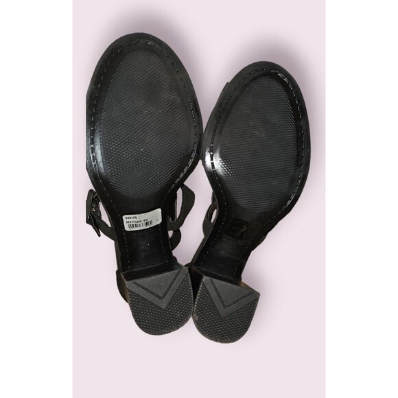 Aldo Black Suede Block Heels Size 8 Meygan-93 BUCKLE SANDAL PEEP TOE - Picture 15 of 16